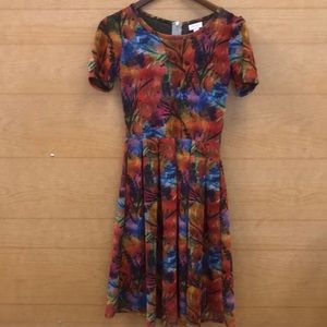 Lularoe Amelia Colorful Pleated Textured Dress